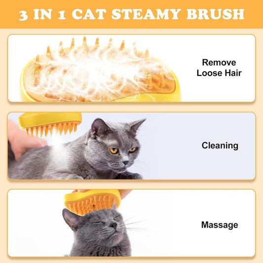 Pets hair remover simple New 3 In1 Steamy Pet Cat Brush Cleanser Vapor, Steaming Pet Hair Brush, Pet